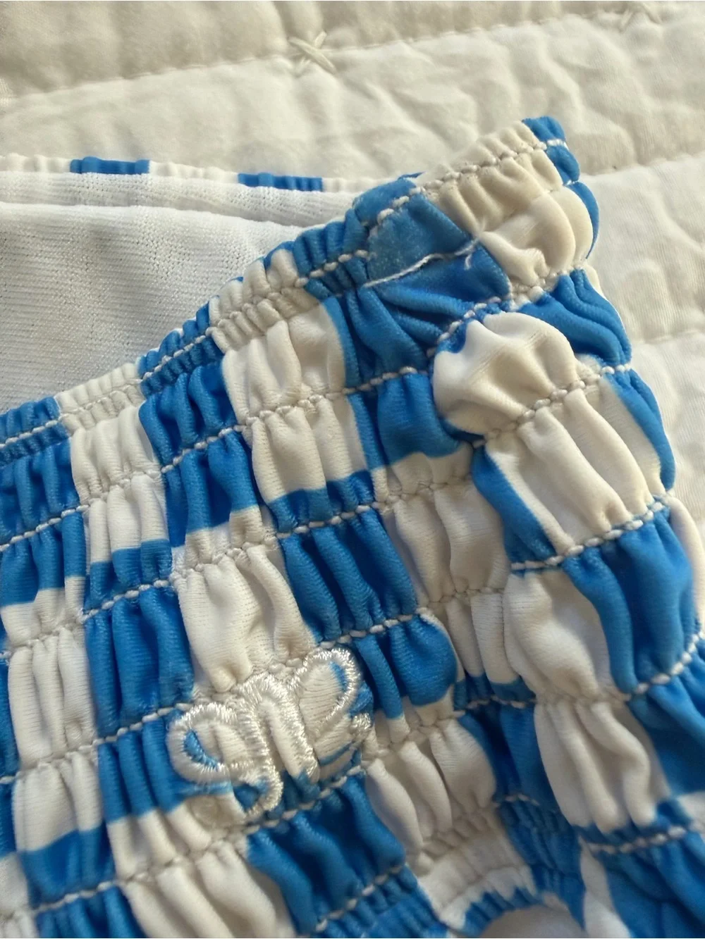 Albion Blue & White Check Smocked Bikini Set